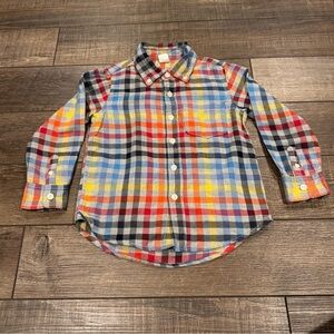 Baby GAP Flannel Button Down Shirt Top Toddler SZ 4 Bright Colors Plaid Holidays